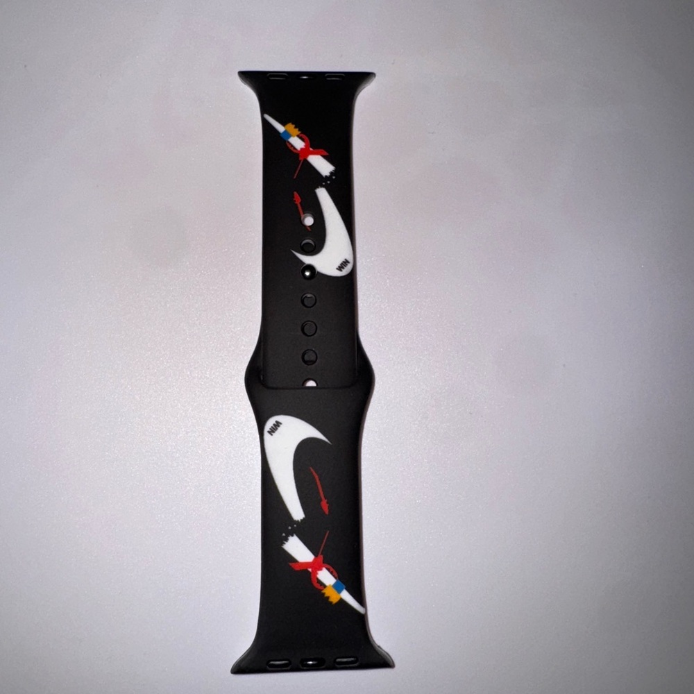 Black Smartwatch Band with White and Red Accents for Apple Watch 42/44/45mm